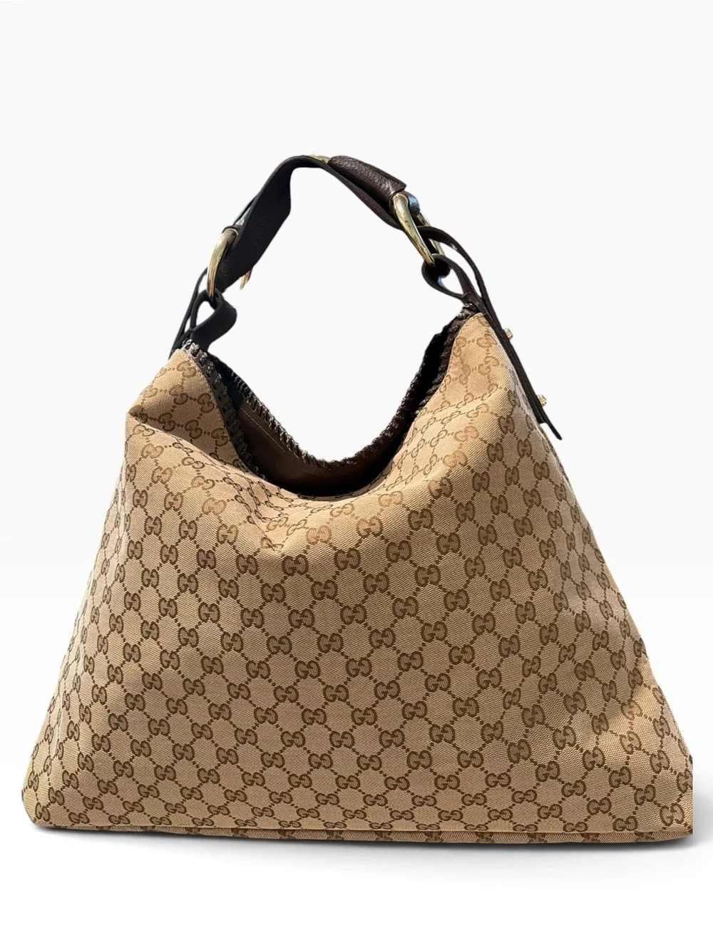 Gucci Large GG Canvas Horsebit Hobo Bag Tom Ford Era Y2K + Dust Bag vintage